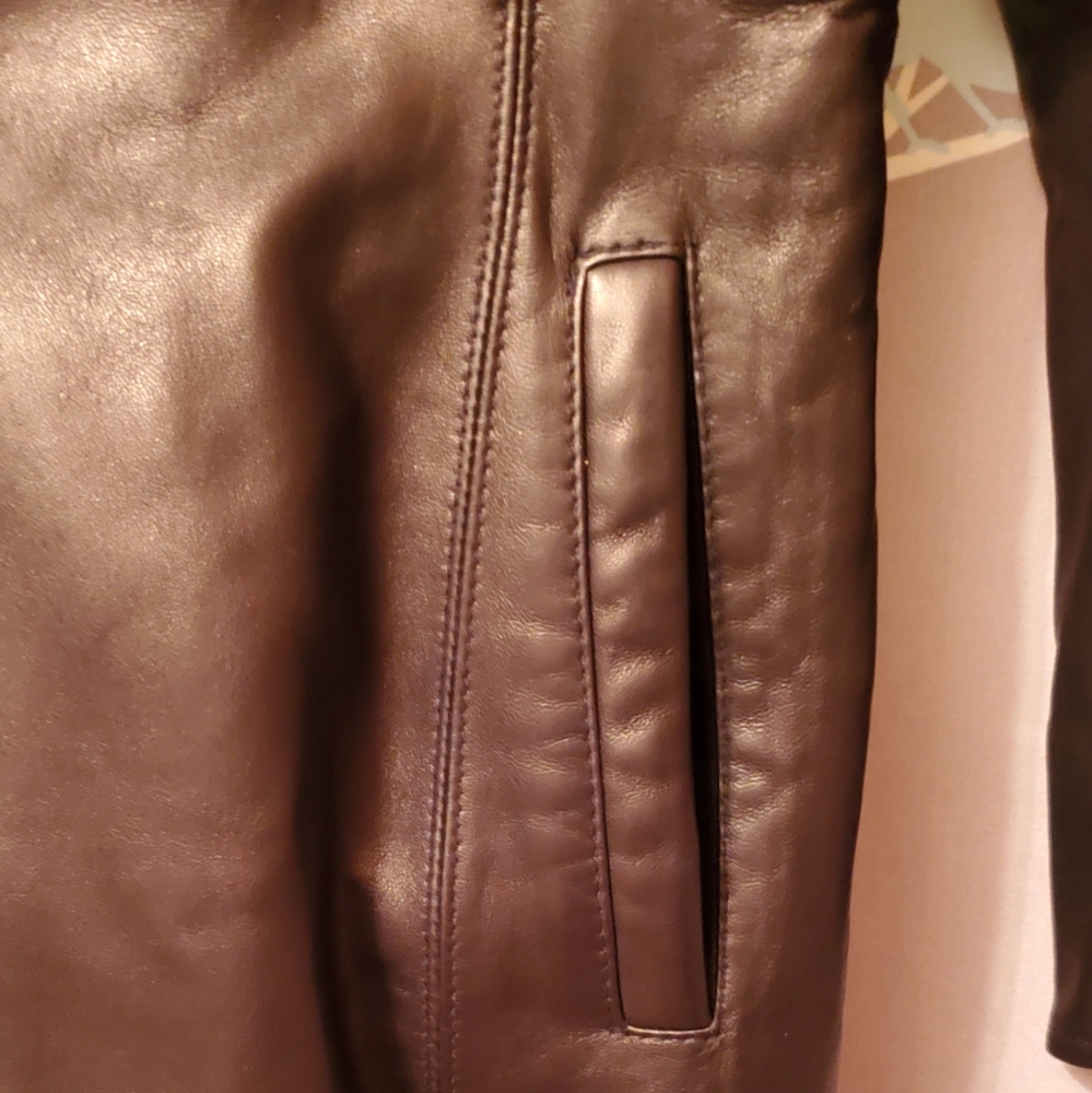 🎉HP🎉Ellen Tracy Leather and Rabbit Fur Coat - Picture 7 of 9